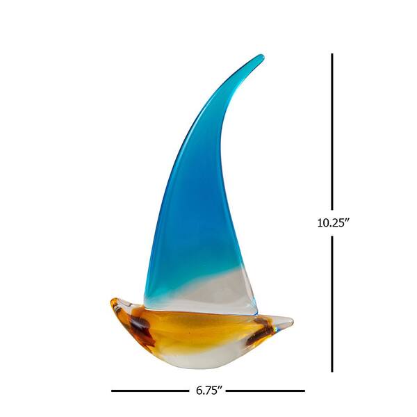 CTW Home Collection Handcrafted Solid-Mango-Wood Sailboat Sculpture