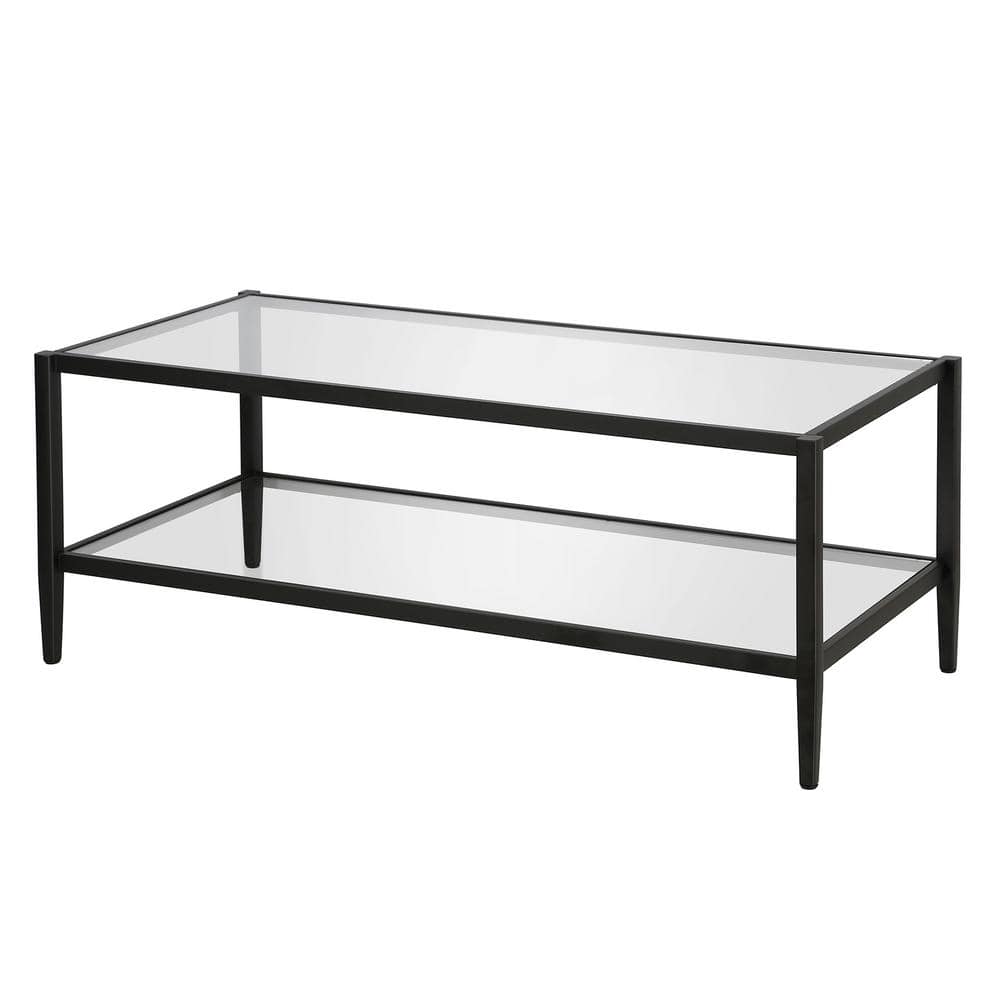 Wilda Rectangular Blackened Bronze Metal & Glass Coffee Table
