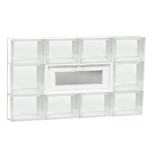 Clearly Secure 31 in. x 19.25 in. x 3.125 in. Frameless Vented Clear Glass Block Window