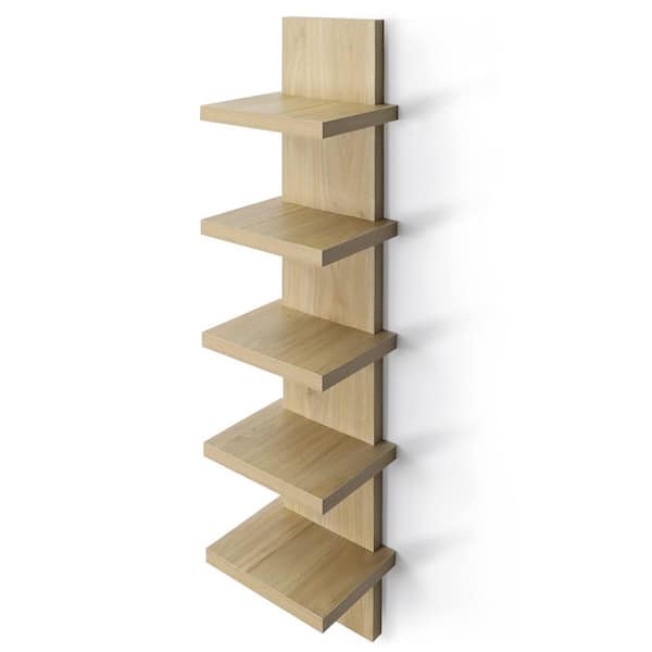 7.2 in W x 5.5 in D Natural 5 Tier Decorative Wall Shelf Storage