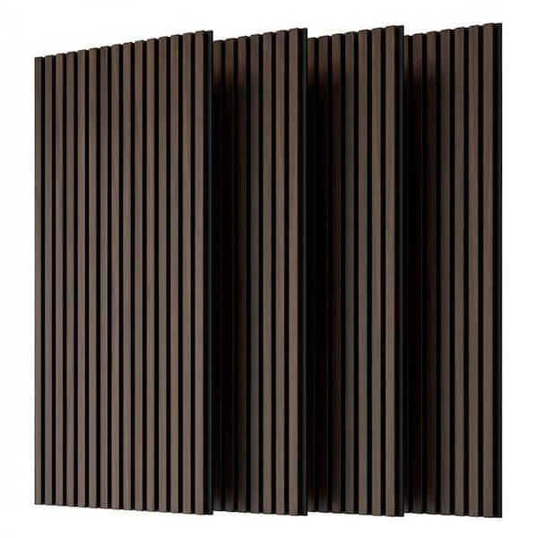 Wall Slat Wall Panels, 4-Piece Wood Slat Acoustic Panels for Wall and Ceiling - 3D Fluted Sound Absorbing Panel