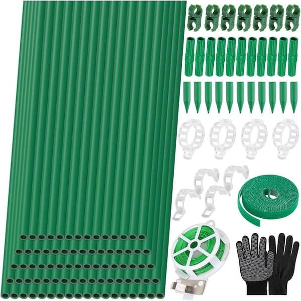 16 in. Green Fiberglass Garden Plant Support Stakes for Growing, Climbing, Tomato, Vegetables and Flowers, 80-Pack
