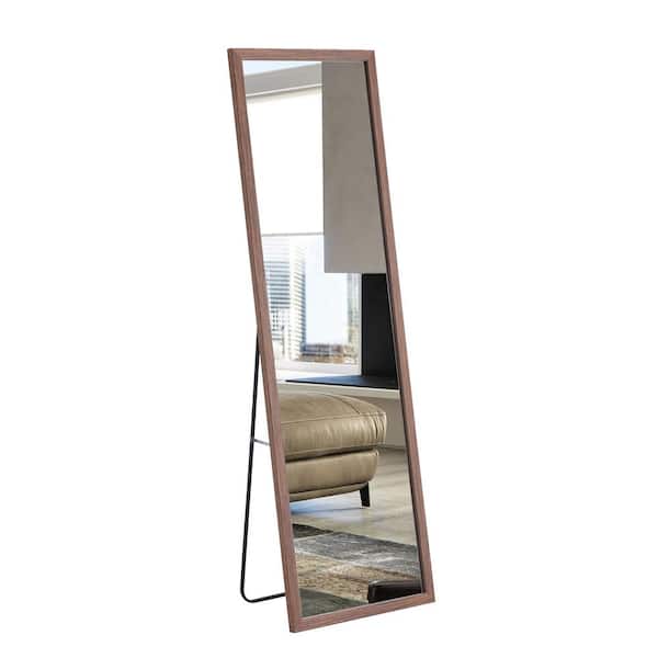 Vsmile 18.1 in. W x 57.9 in. H Brown Modern Rectangle Wooden Framed Full Length Floor Mirror Standing Mirror
