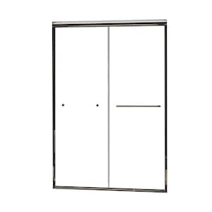 48 in. W x 72 in. H Sliding Semi-Frameless Shower Door in Chrome Finish with Clear Glass