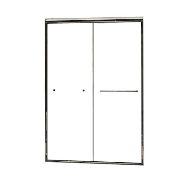 ANGELES HOME 48 in. W x 72 in. H Sliding Semi-Frameless Shower Door in Chrome Finish with Clear Glass