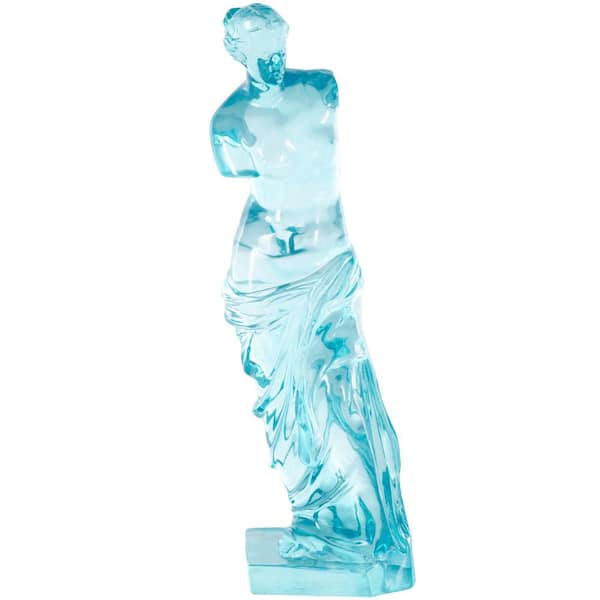 Litton Lane 6 in. x 18 in. Light Blue Resin Tinted Woman Sculpture