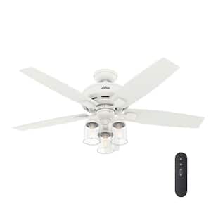 Bennett 52 in. LED Indoor Matte White Ceiling Fan with Light and Remote Control