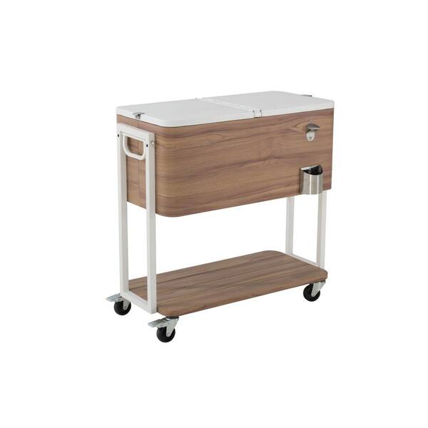 StyleWell 80 Qt. Light Brown Woodgrain Cooler with White A601008801