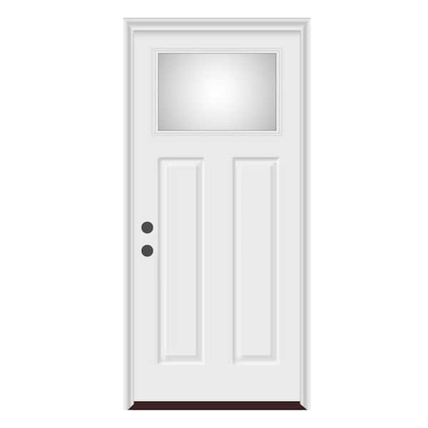 GENESIS ENTRIES 36 in. x 80 in. Right-Hand/Inswing Craftsman 1/4 Toplite Clear Glass Pre-Finished Steel Prehung Front Door w/ PVC Frame