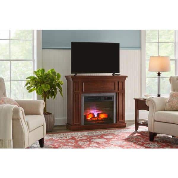 StyleWell Granville 43 in. W Freestanding Convertible Media Console Electric Fireplace in Antique Cherry