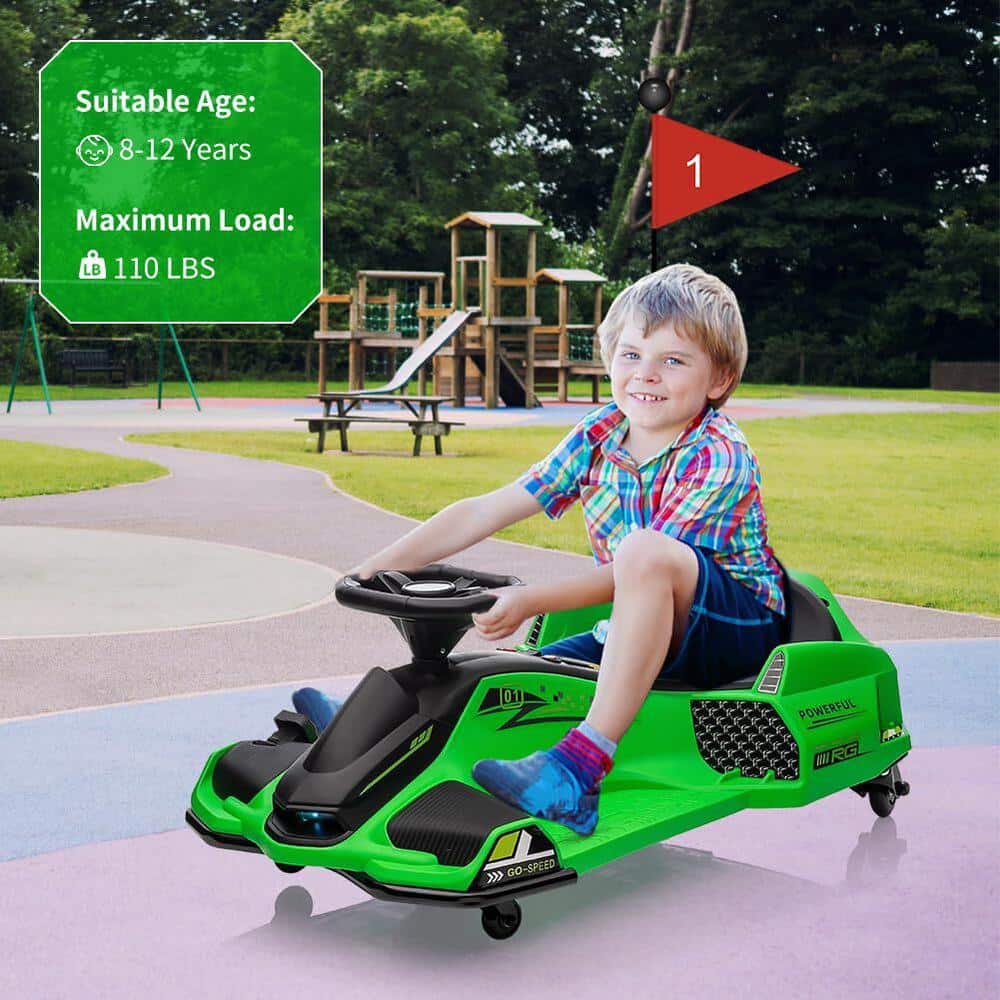 Garvee Green 24V Electric Drift Go-Kart for Kids
