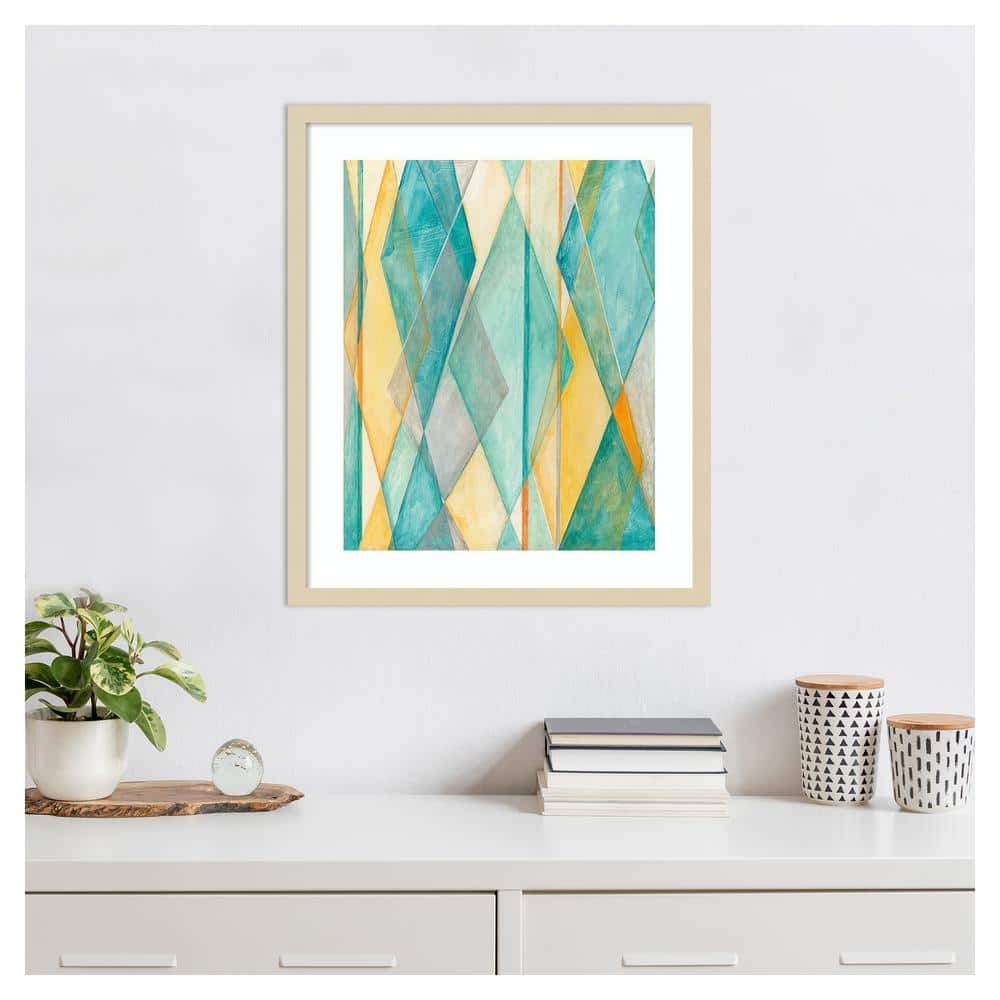 Diamond Illusion II Abstract Framed Print in Natural Wood