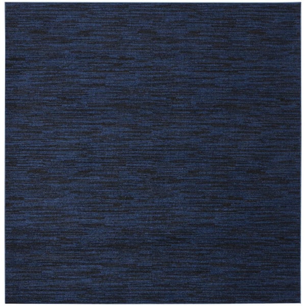 Blue 5 ft. x 5 ft. Woven Polypropylene Square Indoor/Outdoor Area Rug