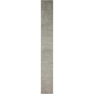 Unique Loom Solid Shag Cloud Gray 10 ft. Runner Rug 3126200 - The Home ...