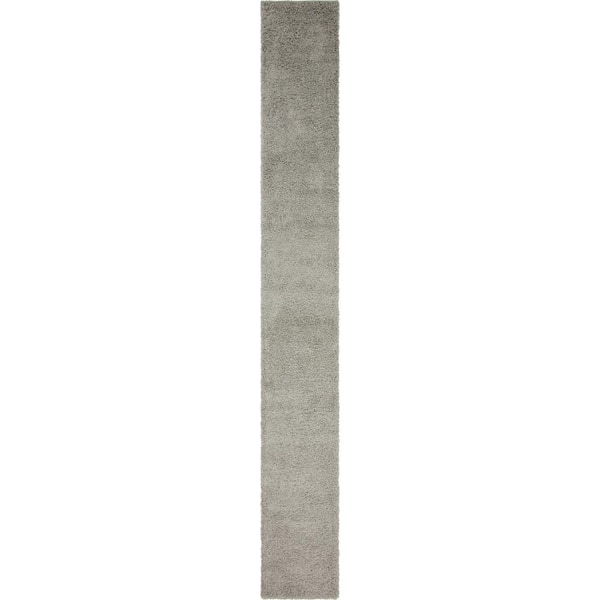 Unique Loom Solid Shag Cloud Gray 20 ft. Runner Rug