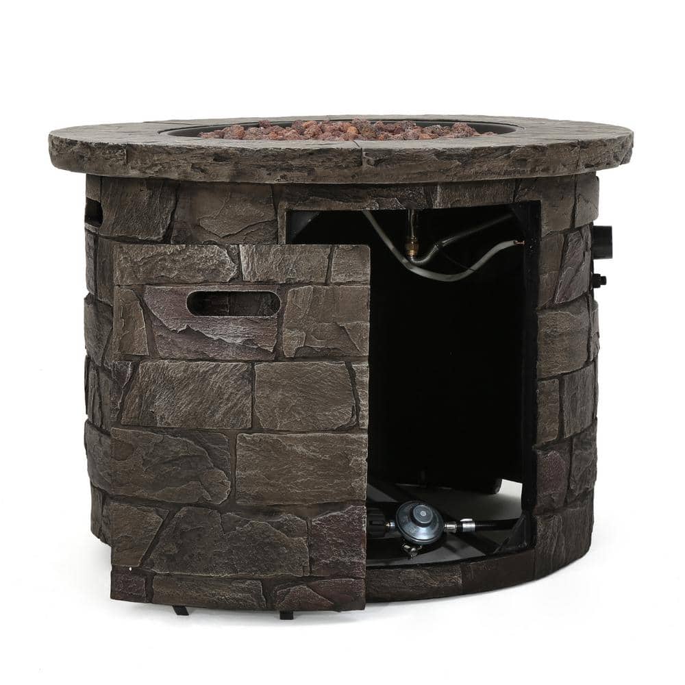 Stillwater 33" Circular Natural Stone Gas Fire Pit