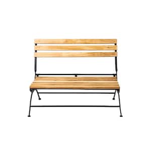 41 in. L Natural Wood and Metal Outdoor Board Lay on Folding Frame Bench