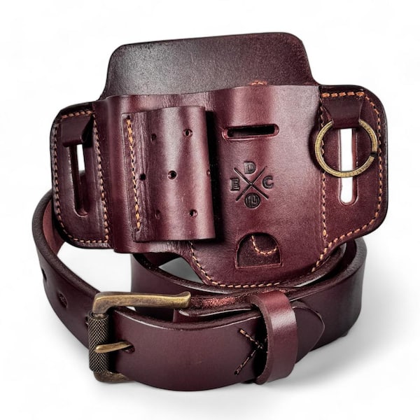 Burgundy leather fashion belt with gun metal roller buckle