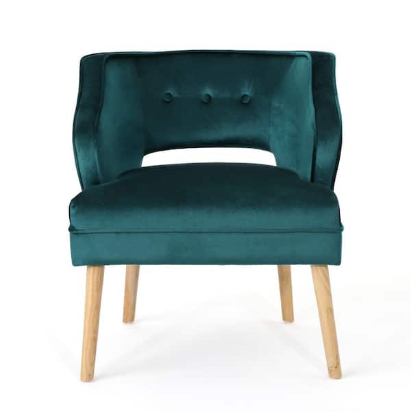 Noble House Mariposa Teal Velvet Side Chair