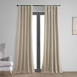 Light Tan Brown Vintage Thermal Cross Linen Weave Blackout Rod Pocket Curtain - 50 in. W x 108 in. L (1 Panel)