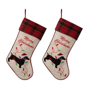 21 in. H Fabric Christmas Stocking - Dachshund (2-Pack)