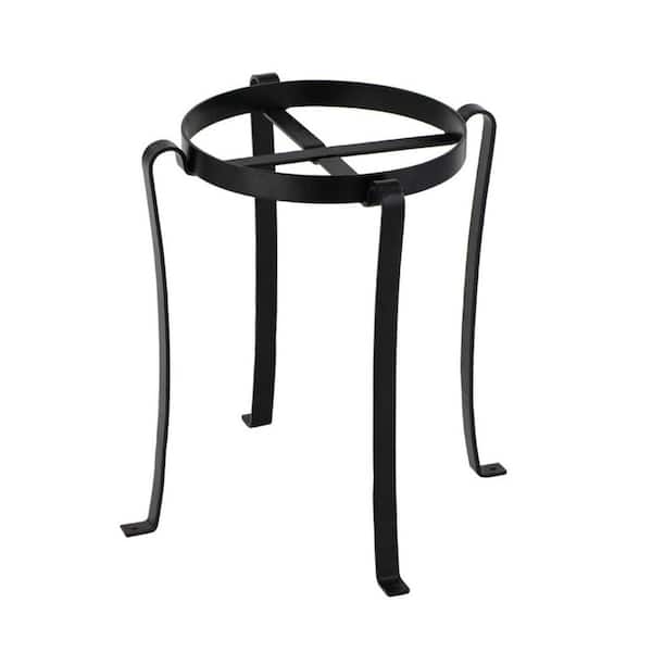 ACHLA DESIGNS 17 in. Tall Black Powder Coat Iron Small Helix I Flowerpot Plant Base Stand