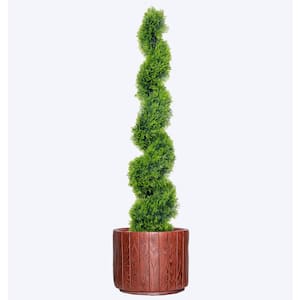 64 in. Artificial Spiral Topiary in fiberstone platner