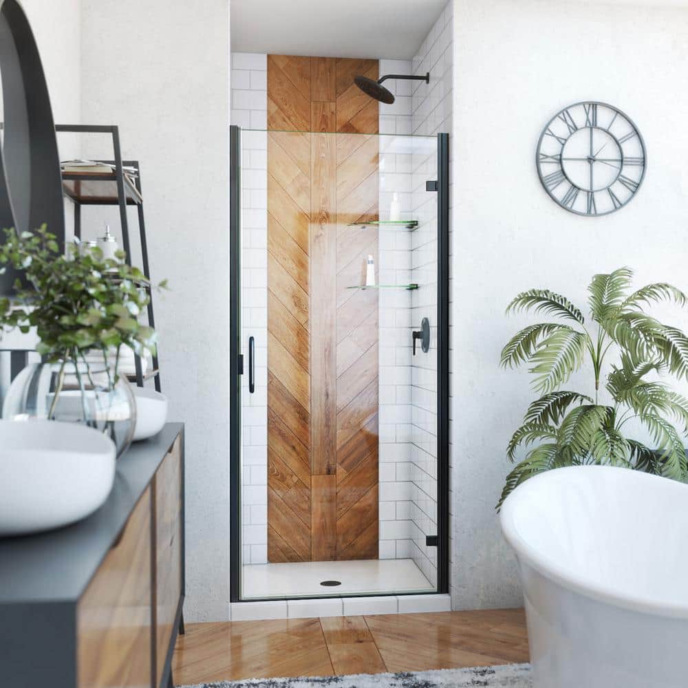 Matte Black and Clear Glass Semi-Frameless Shower Door