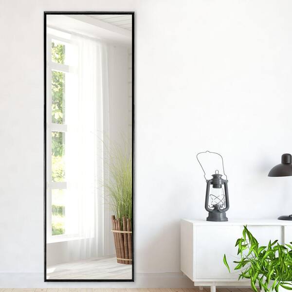 Modern Rectangle Metal Framed Black, Standing Floor Mirror Home Depot