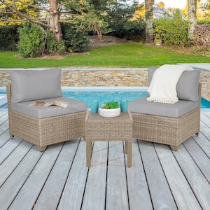 Maui 3-Piece Metal Patio Conversation Set with Stone Cushions