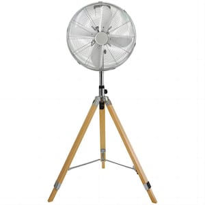 Vintage Tripod Fan: Retro Style Stand Fan for Home Air Circulation with 3 Speeds and Adjustable Height, Silver - 16 in.