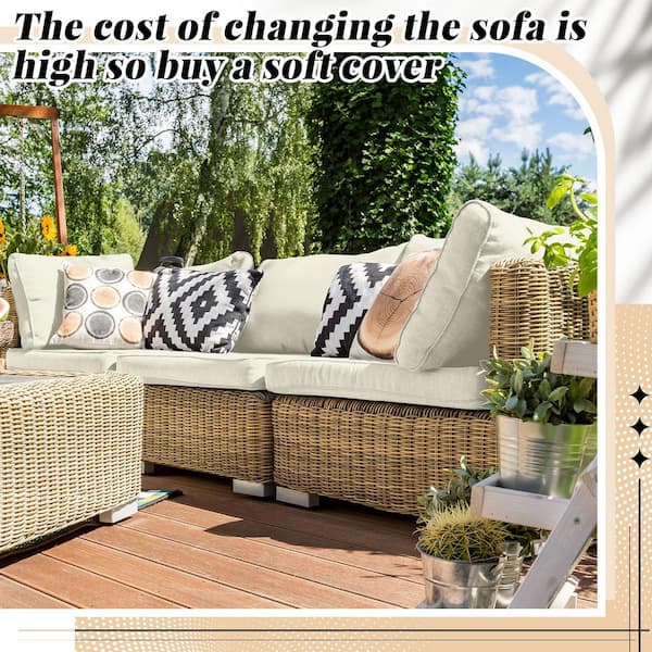 Angel Sar 26 in. Beige Outdoor Cushion Covers (6-Count