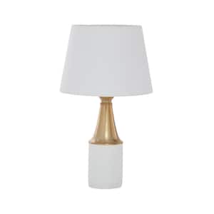 21 in. White Cement Task and Reading Table Lamp with Gold Accent