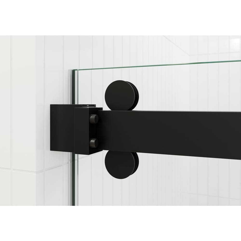 Polaris 60" Matte Black Frameless Sliding Bathtub Door