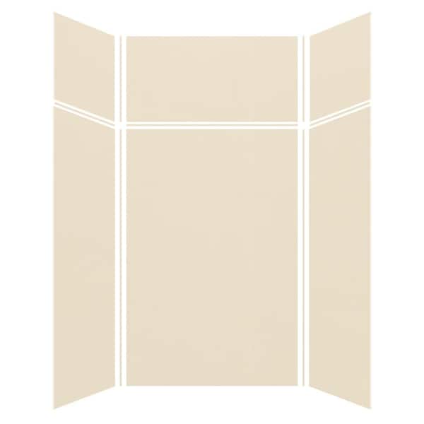 Transolid Expressions 48 in. x 48 in. x 96 in. 4-Piece Easy Up Adhesive Alcove Shower Wall Surround in Bisque