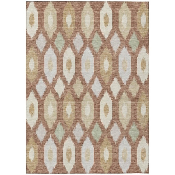 Chantille Machine Washable Indoor/Outdoor Abstract ACN3108 Rust 10 ft. x 14 ft. Area Rug