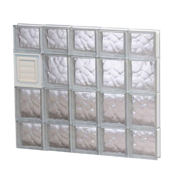Clearly Secure 28.75 in. x 27 in. x 3.125 in. Frameless Wave Pattern Glass Block Window with Dryer Vent