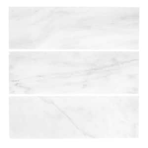 Carrara White/Grey 4 in. x 12 in. Honed Marble Wall and Floor Tile (10 sq. ft./Case)