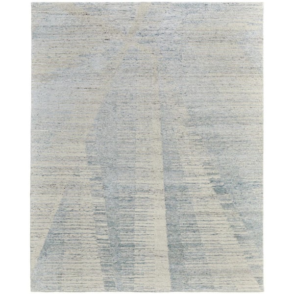 Blue 8 X 12 ft. Knotted Abstract Rectangle Indoor Area Rug