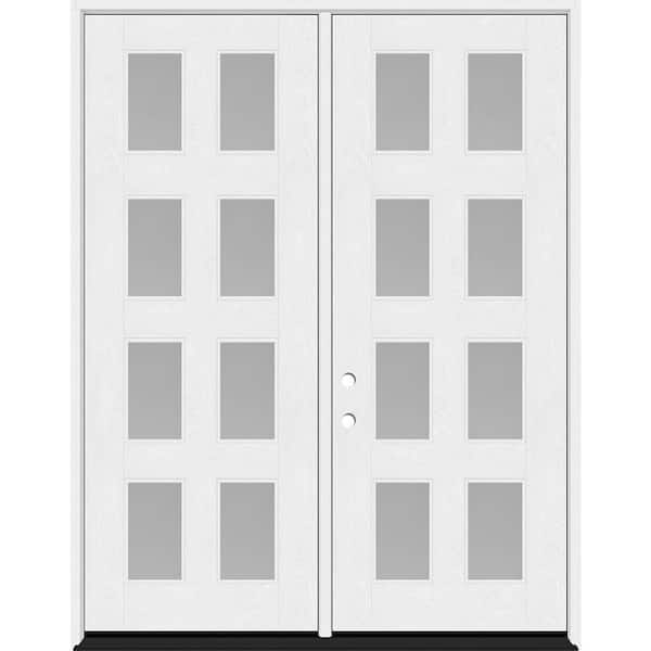 Steves & Sons Regency 72 in. x 96 in. 8L Modern Clear Glass RHIS Unfinished Fiberglass Double Prehung Front Door w/ 6 in. Jamb