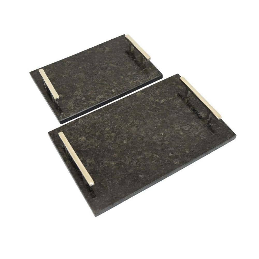 Benjara Black and Brass Decorative Tray (Set of 2) BM310173 - The Home ...