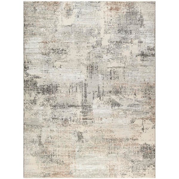 Nourison Eco-Friendly Beige Grey 9 ft. x 12 ft. Abstract Contemporary Area Rug