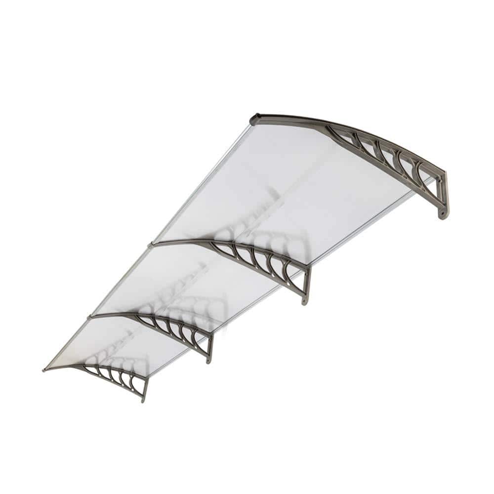 120 in. Polycarbonate Front Door Window Awning (10 in. H x 40 in. D) in Cle