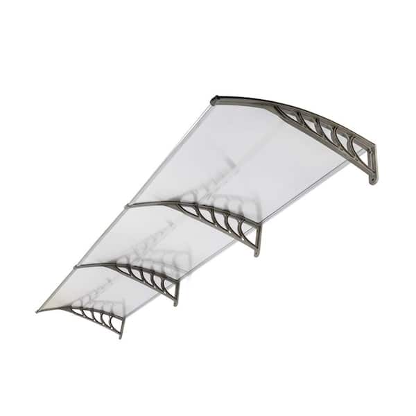 Unbranded 120 in. Polycarbonate Front Door Window Awning (10 in. H x 40 in. D) in Clear Board/Gray Bracket