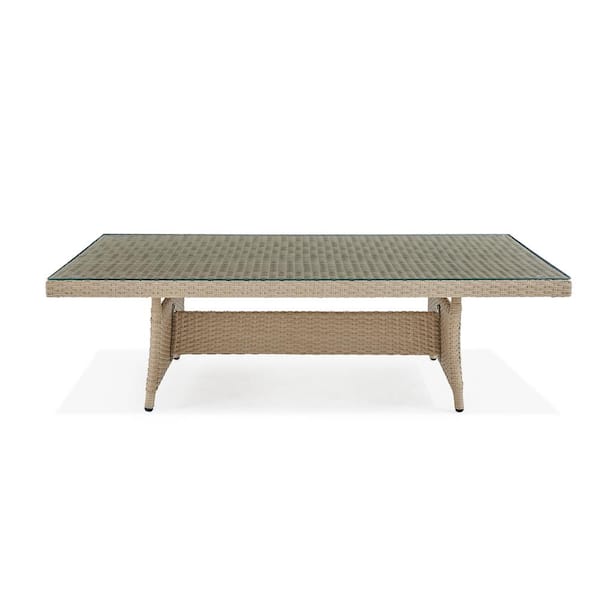 Pure Garden Canaan Beige 33 in. L All-Weather Wicker Outdoor Coffee Table