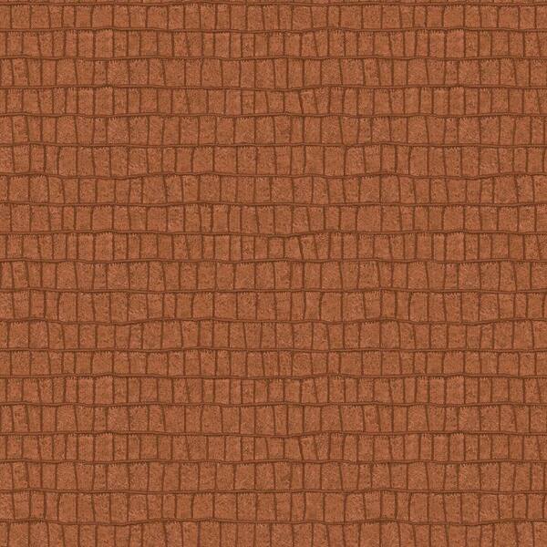 The Wallpaper Company 56 sq. ft. Bourbon Crocodile Leather Wallpaper