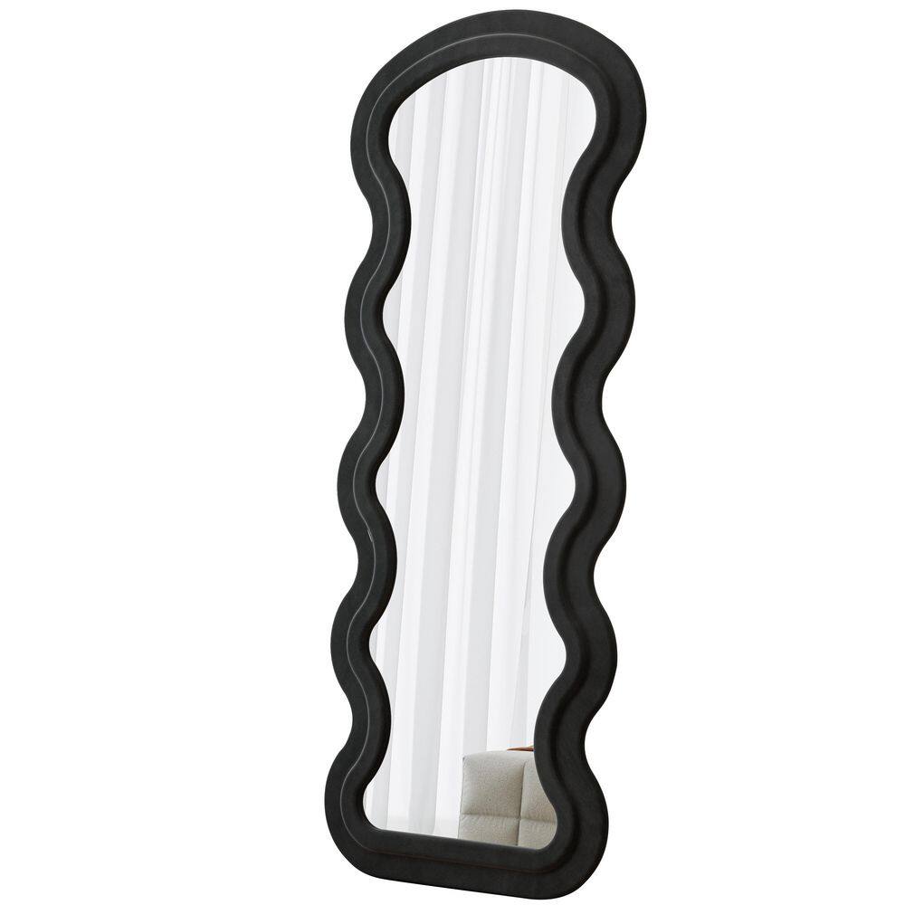 JUJABU Black 23.6 in. W x 63 in. H Rectangle Wave Metal Full