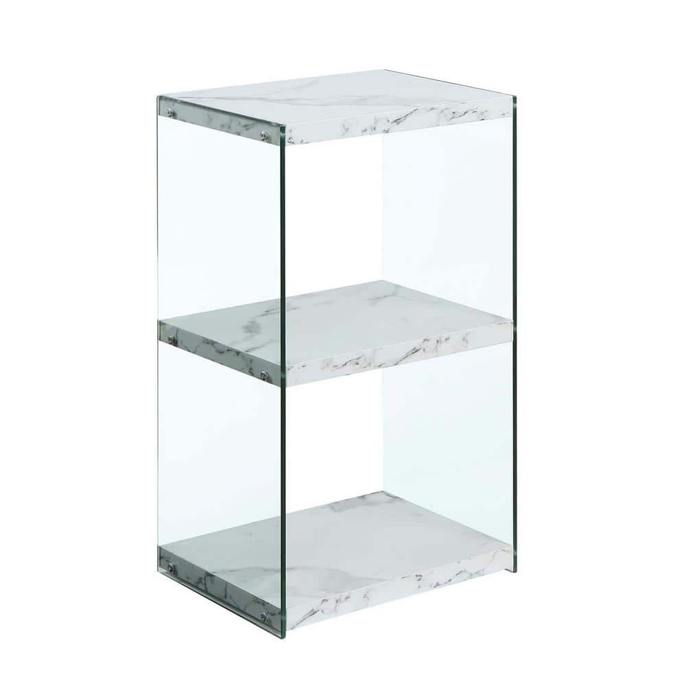 SoHo White Faux Marble 3-Tier Floating Illusion Bookcase