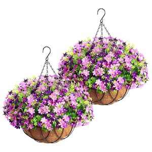 20.5 in. Purple Outdoor Artificial Flower UV Resistant Hanging