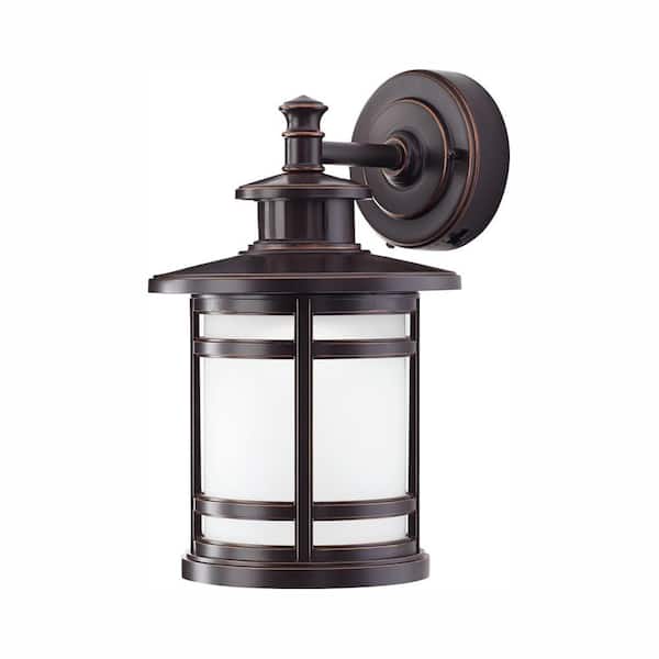 Home Decorators Collection 13 in. Oil-Rubbed Bronze Motion Sensing Integrated LED Hardwired Outdoor Wall Light Lantern Sconce
